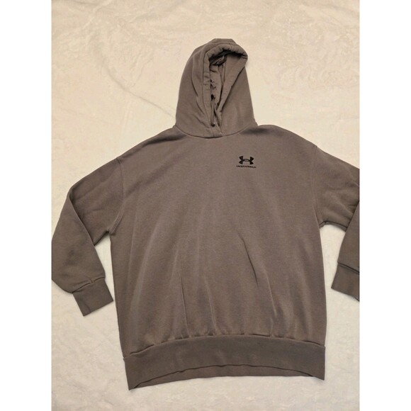 Under Armour Womens Essential Fleece hoodie sweat shirt Size Medium Grayish Tan - Picture 1 of 7